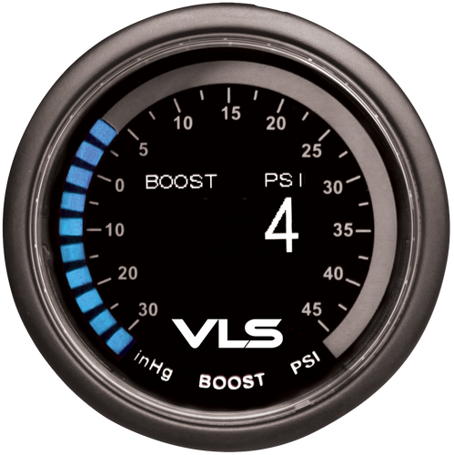 Revel VLS 52mm 30inHg-45PSI Digital OLED Boost Gauge