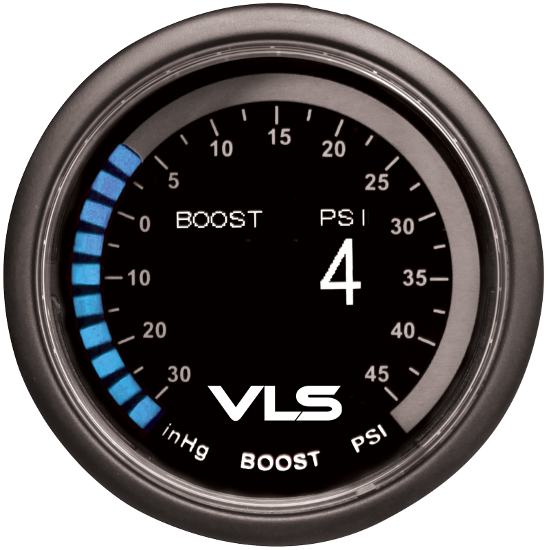 Revel VLS 52mm 30inHg-45PSI Digital OLED Boost Gauge
